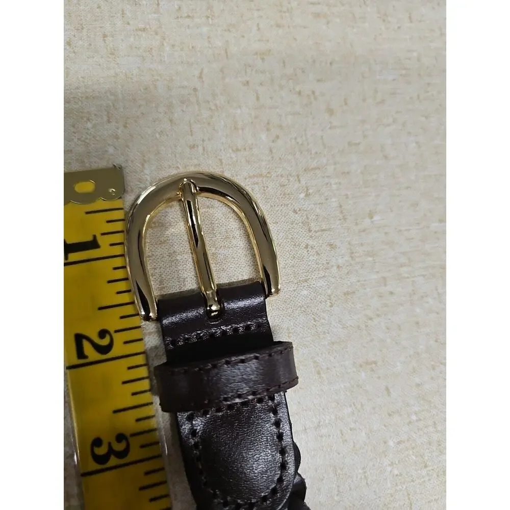 Women's Genuine Leather Braided Brown Belt adjustable up to 34